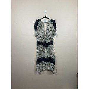 OnceWas Womens Sheer Maxi Dress 4 Crochet Boho Cottage Prairie Party Flowy